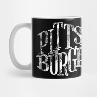 Pittsburgh White Retro Distressed Lettering Mug